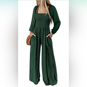 Elegant Deep Green Long Sleeve Jumpsuit NWT!